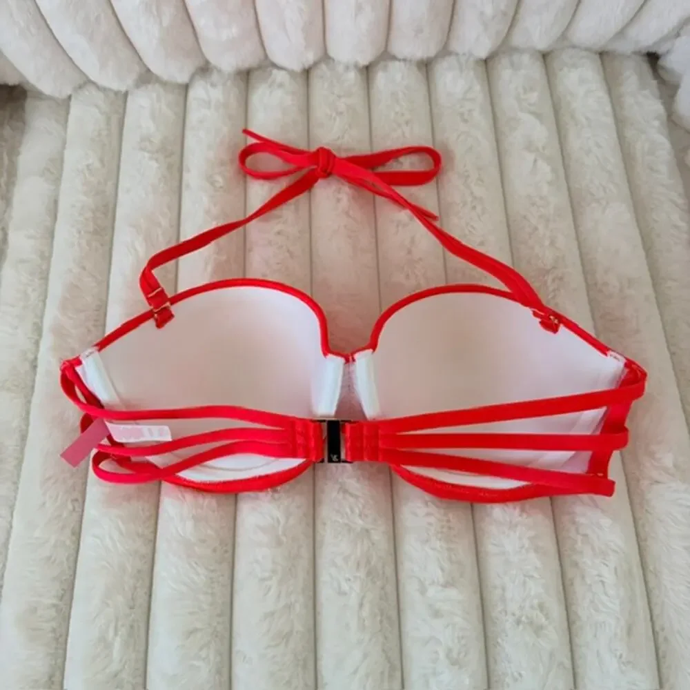 Victoria's Secret Lot‎ of 2 Swimwear Bikini Tops Padded Halter Tie 36C